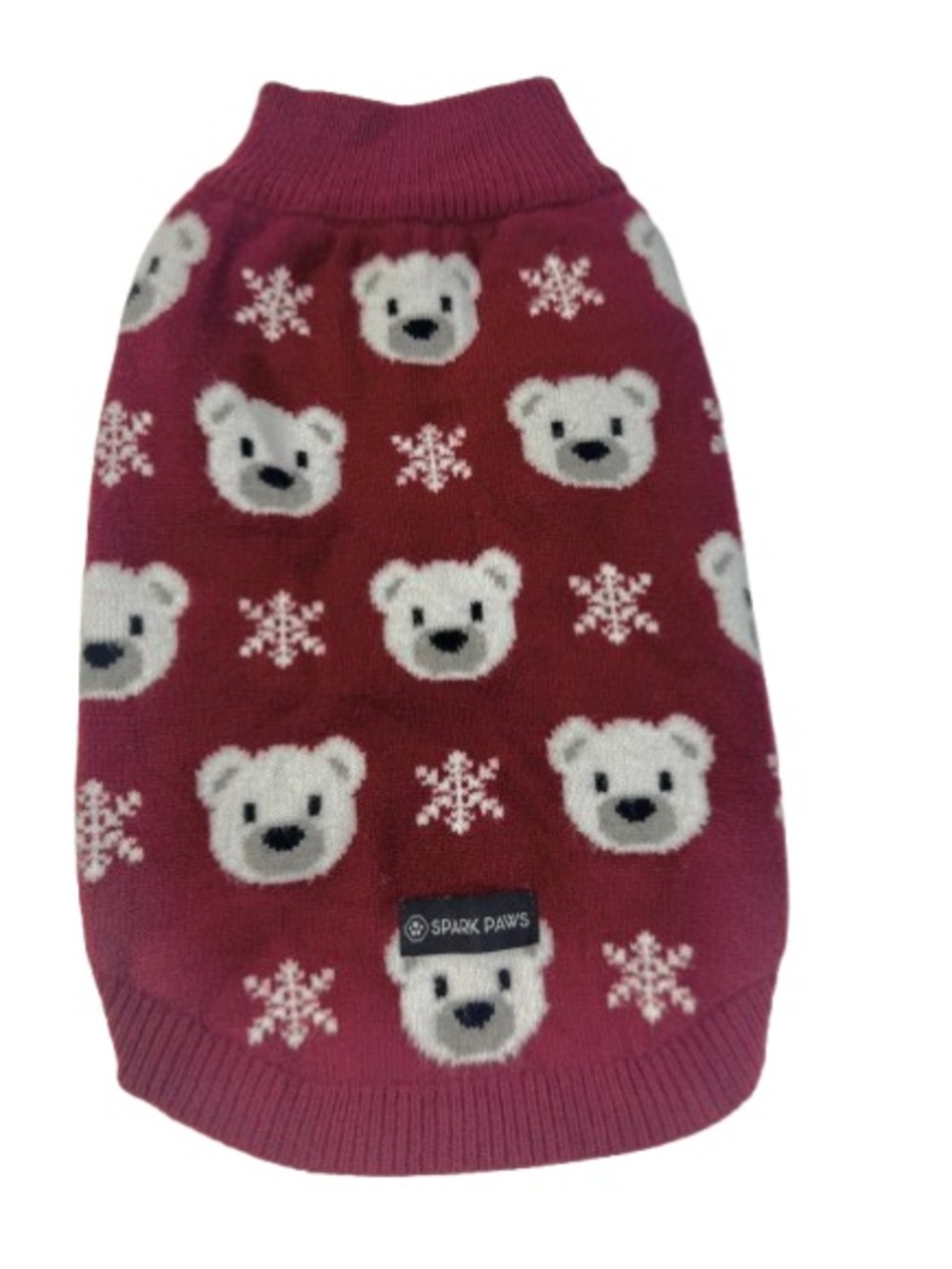 Burgundy Polar Bear Knit Dog Sweater